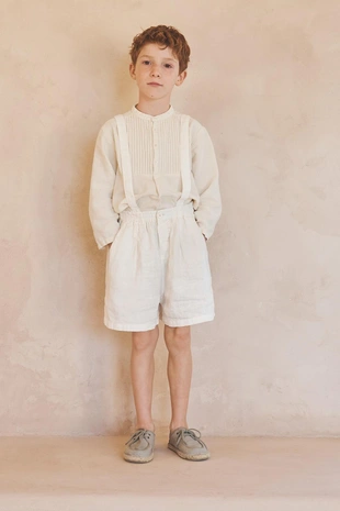 Бермуды из 100% льна для мальчиков 6-10 лет с съемными подтяжками (лимитированная коллекция)- Заказать в России
