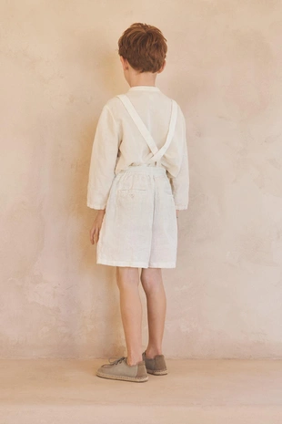 Бермуды из 100% льна для мальчиков 6-10 лет с съемными подтяжками (лимитированная коллекция)- Заказать в России