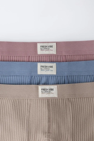 6-14 лет/набор из трех трусов-боксеров в рубчик с нашивкой- Заказать в России