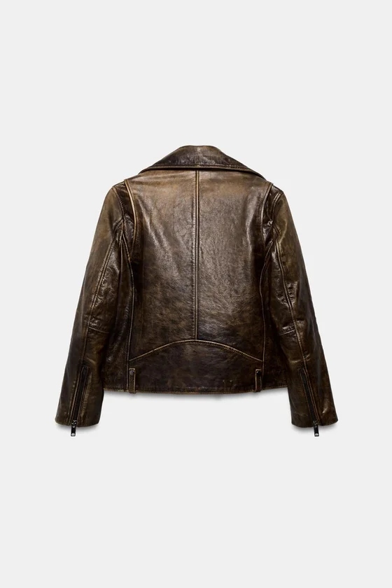 Куртка-мото из 100% кожи Zara «ZW» Лимитированная коллекция