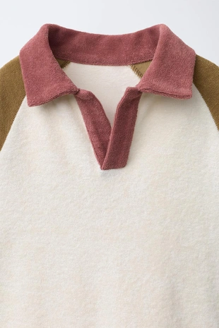 Комплект из поло и шортов-бермуд из махровой ткани в стиле колор-блок- Заказать в России