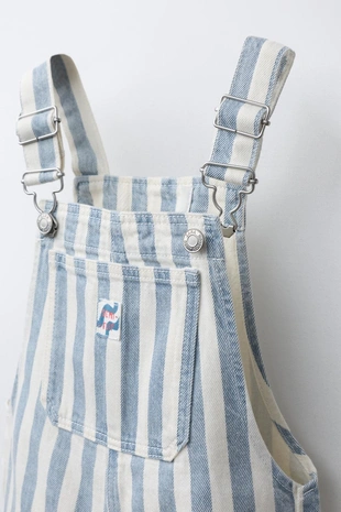 Короткий комбинезон из саржи в полоску- Заказать в России