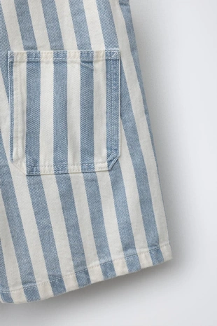 Короткий комбинезон из саржи в полоску- Заказать в России