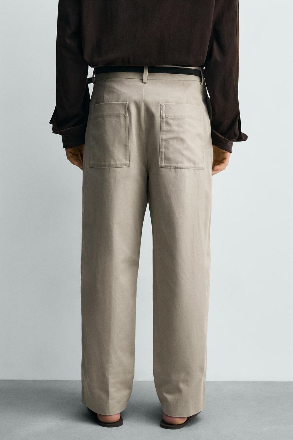 БРЮКИ RELAXED FIT ИЗ ХЛОПКА И ЛЬНА