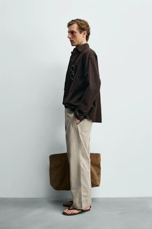 Брюки Relaxed Fit из хлопка и льна- Заказать в России