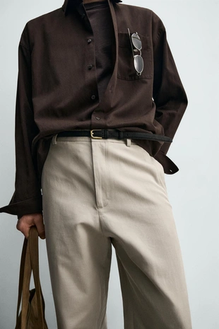 Брюки Relaxed Fit из хлопка и льна- Заказать в России