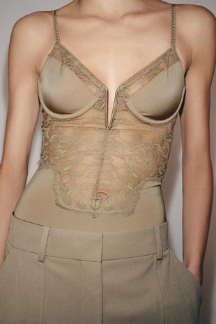 Кружевное боди из полиамида- Заказать в России