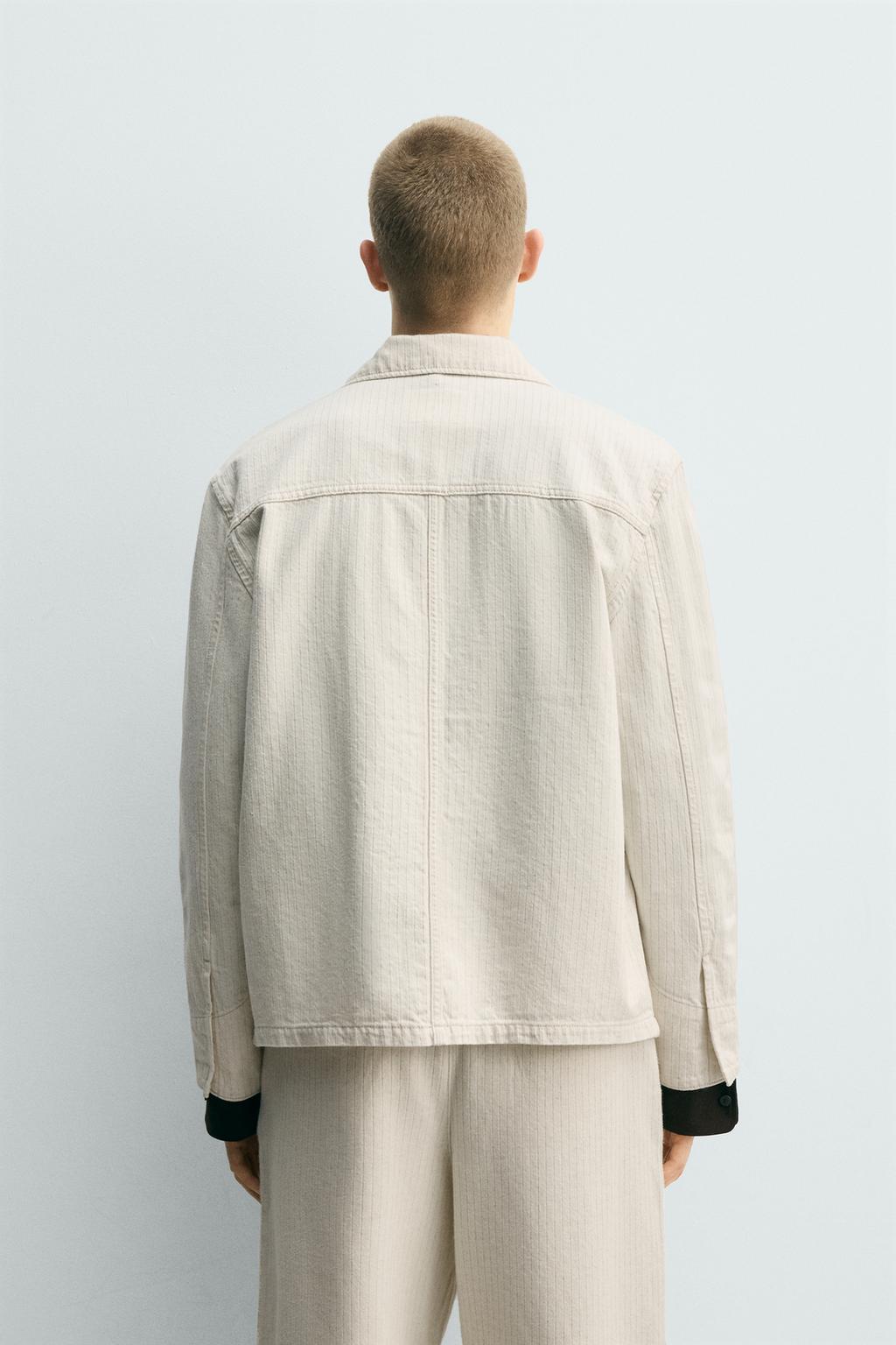 КУРТКА-РУБАШКА В ПОЛОСКУ ИЗ РЕЛЬЕФНОЙ ТКАНИ