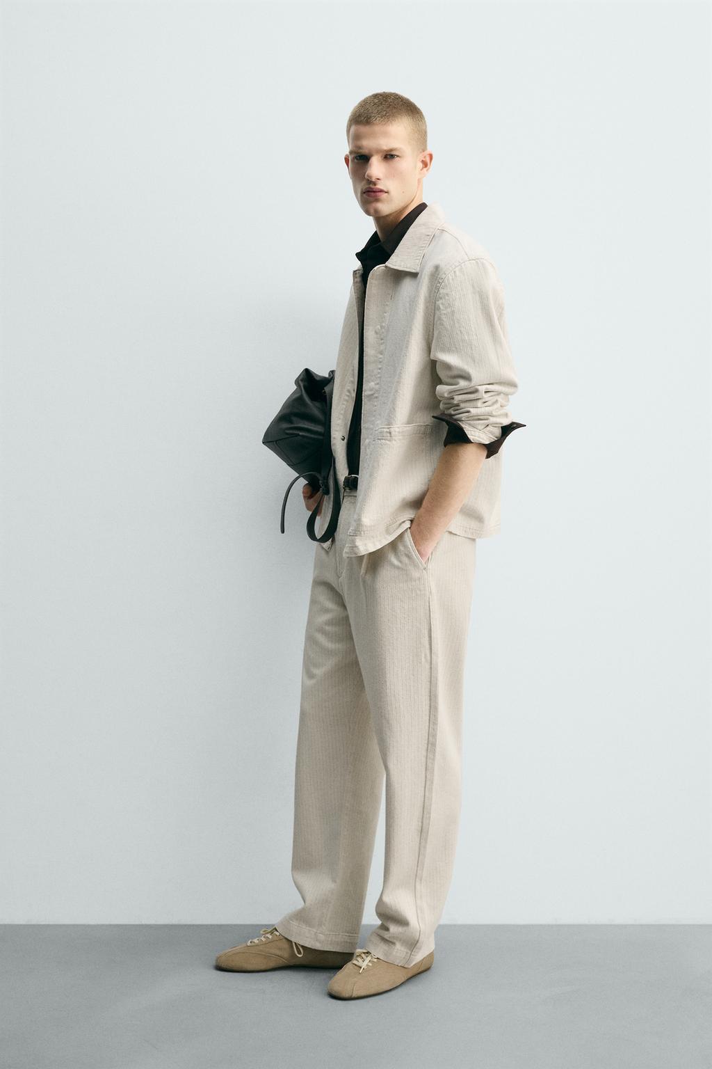 КУРТКА-РУБАШКА В ПОЛОСКУ ИЗ РЕЛЬЕФНОЙ ТКАНИ