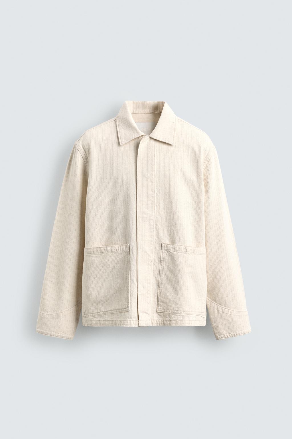 КУРТКА-РУБАШКА В ПОЛОСКУ ИЗ РЕЛЬЕФНОЙ ТКАНИ