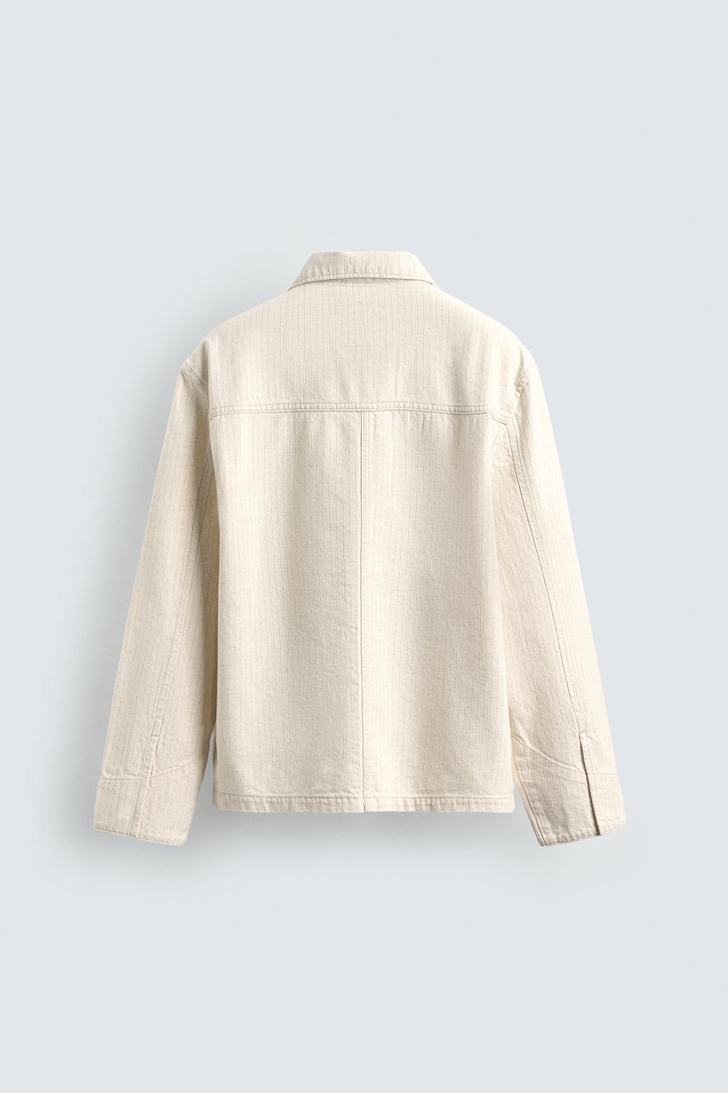 КУРТКА-РУБАШКА В ПОЛОСКУ ИЗ РЕЛЬЕФНОЙ ТКАНИ