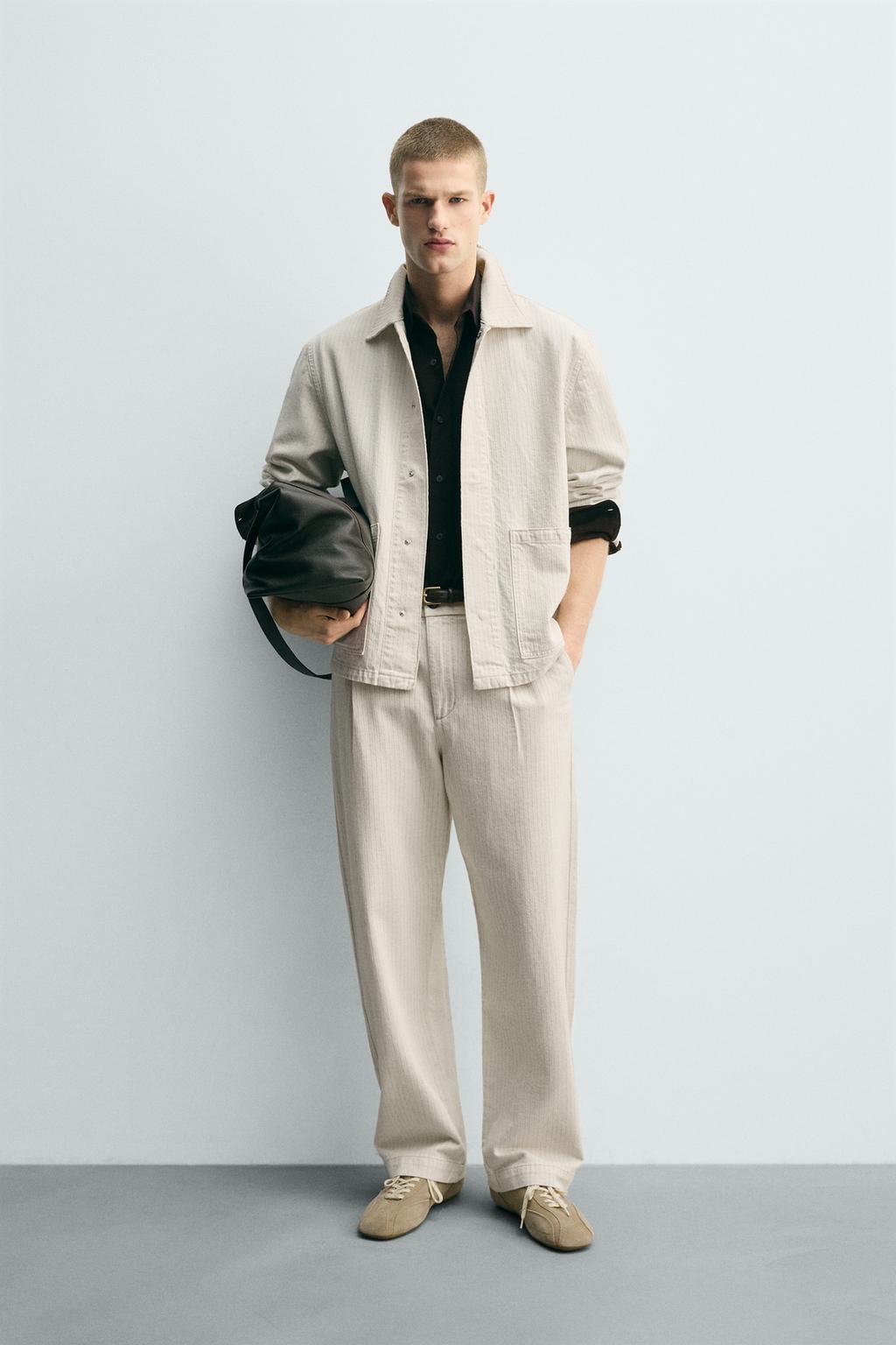 КУРТКА-РУБАШКА В ПОЛОСКУ ИЗ РЕЛЬЕФНОЙ ТКАНИ