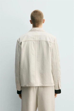 Куртка-рубашка в полоску из рельефной ткани- Заказать в России