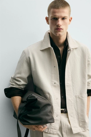 Куртка-рубашка в полоску из рельефной ткани- Заказать в России