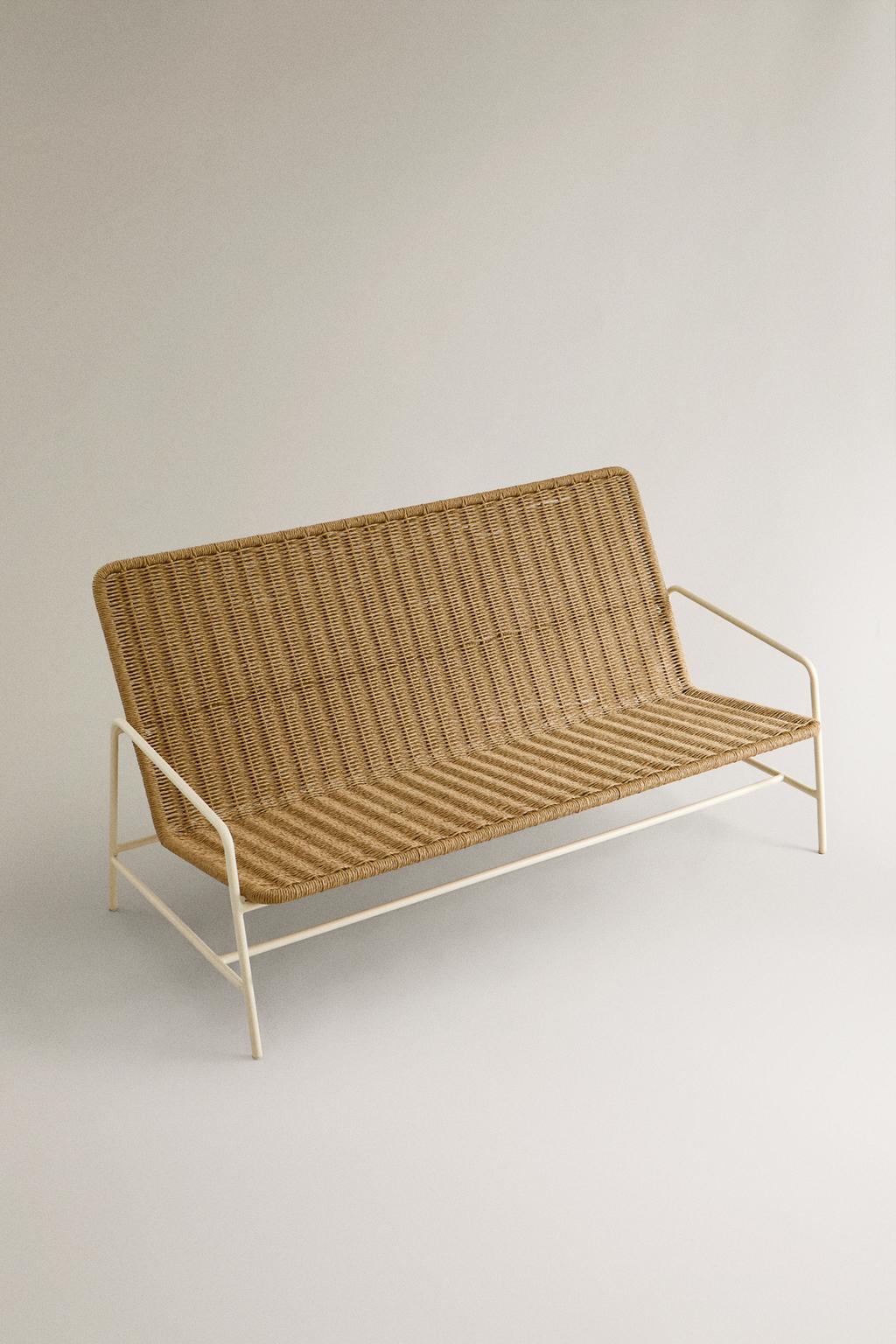 Тканевая наружная скамейка с спинкой