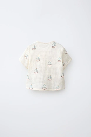 Рубашка с фактурой и принтом «лодочки»- Заказать в России