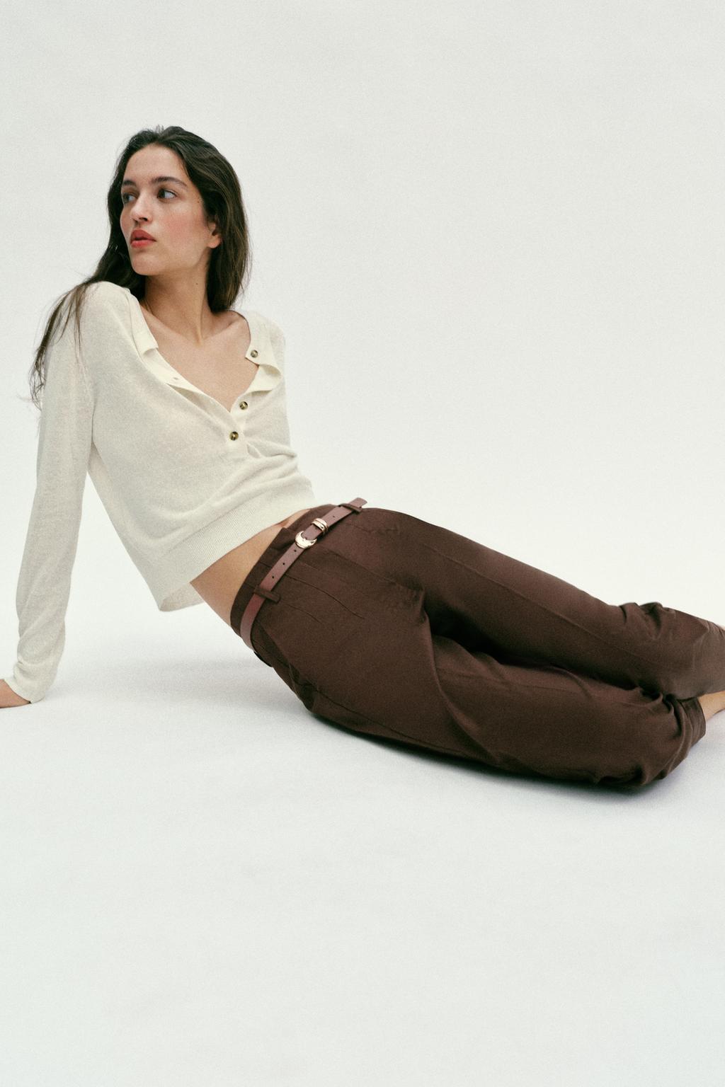 БРЮКИ С ВЫСОКОЙ ПОСАДКОЙ И РЕМНЕМ