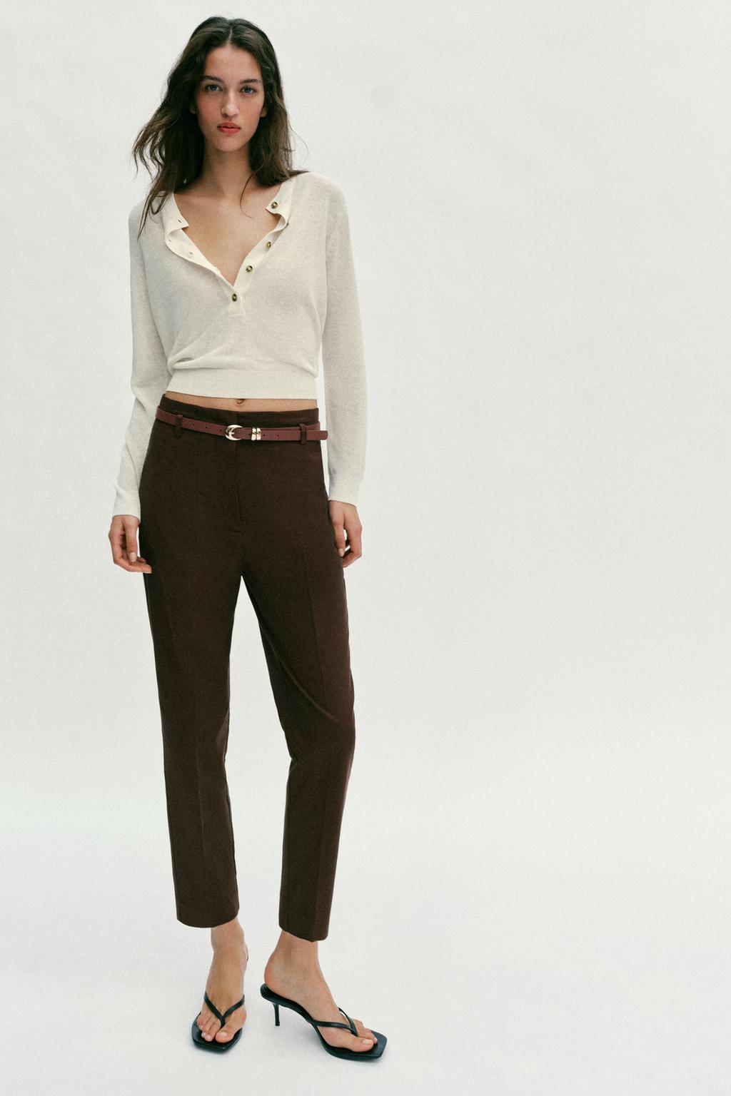 БРЮКИ С ВЫСОКОЙ ПОСАДКОЙ И РЕМНЕМ