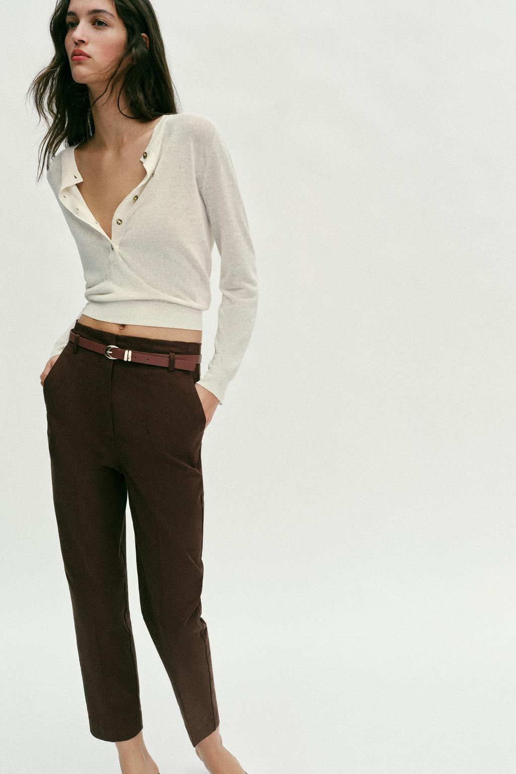 БРЮКИ С ВЫСОКОЙ ПОСАДКОЙ И РЕМНЕМ