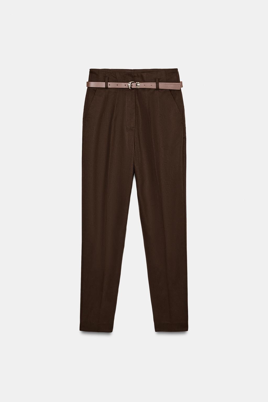 БРЮКИ С ВЫСОКОЙ ПОСАДКОЙ И РЕМНЕМ