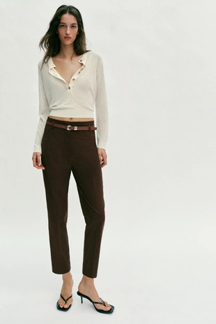 Брюки с высокой посадкой и ремнем