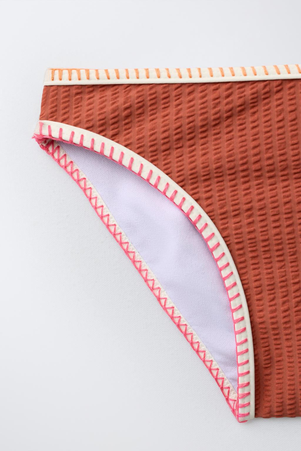 6-14 ЛЕТ/ БИКИНИ ИЗ ЖАТОЙ ТКАНИ С КОНТРАСТНЫМИ ДЕТАЛЯМИ