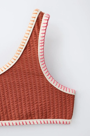 6-14 лет/ бикини из жатой ткани с контрастными деталями- Заказать в России