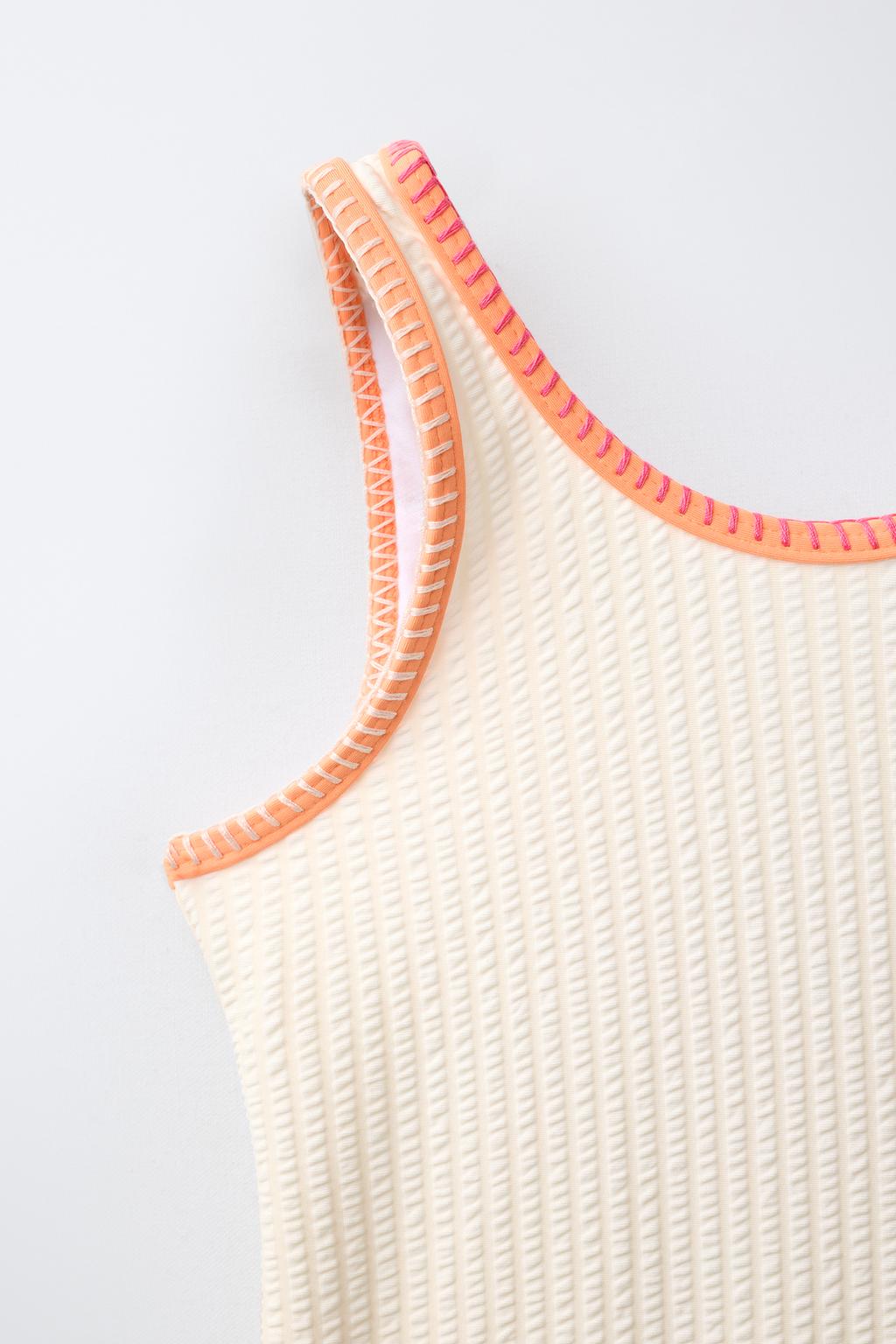 6-14 ЛЕТ/КУПАЛЬНИК ИЗ ЖАТОЙ ТКАНИ С КОНТРАСТНОЙ ОТДЕЛКОЙ