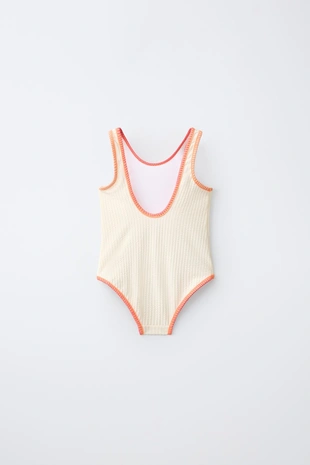 6-14 лет/купальник из жатой ткани с контрастной отделкой- Заказать в России