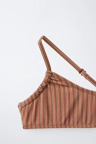 6-14 лет/ асимметричное бикини в полоску с блеском- Заказать в России