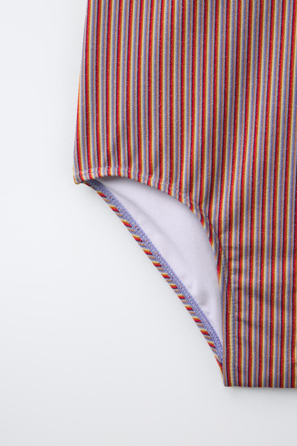 6-14 ЛЕТ/ АСИММЕТРИЧНЫЙ КУПАЛЬНИК В ПОЛОСКУ С БЛЕСКОМ