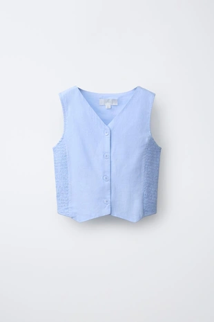 Жилет в рубчик изо льна- Заказать в России