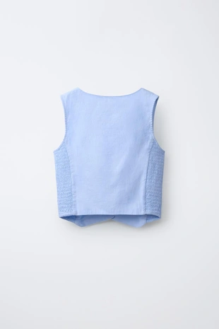 Жилет в рубчик изо льна- Заказать в России