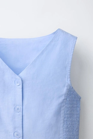 Жилет в рубчик изо льна- Заказать в России