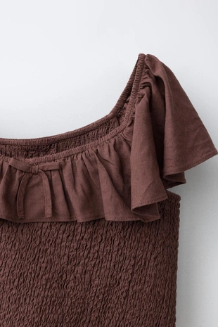 Футболка из льна с узором «соты»- Заказать в России