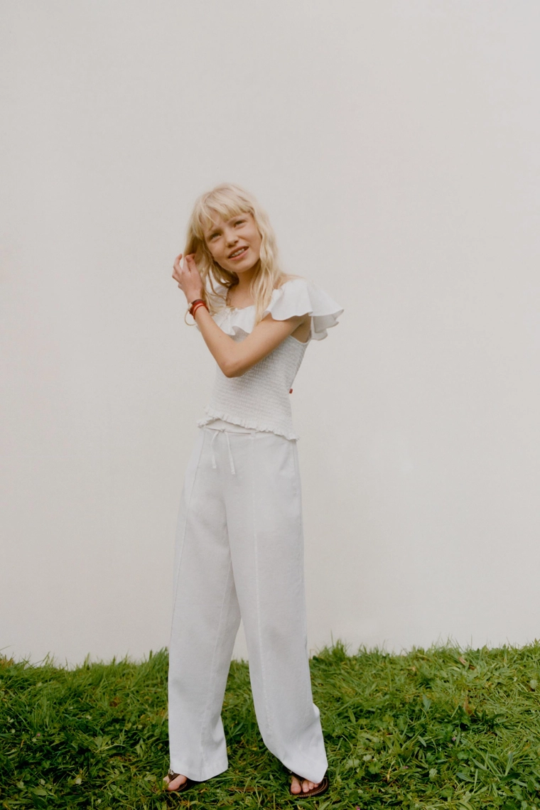 Топ из смешанного льна с утяжкой