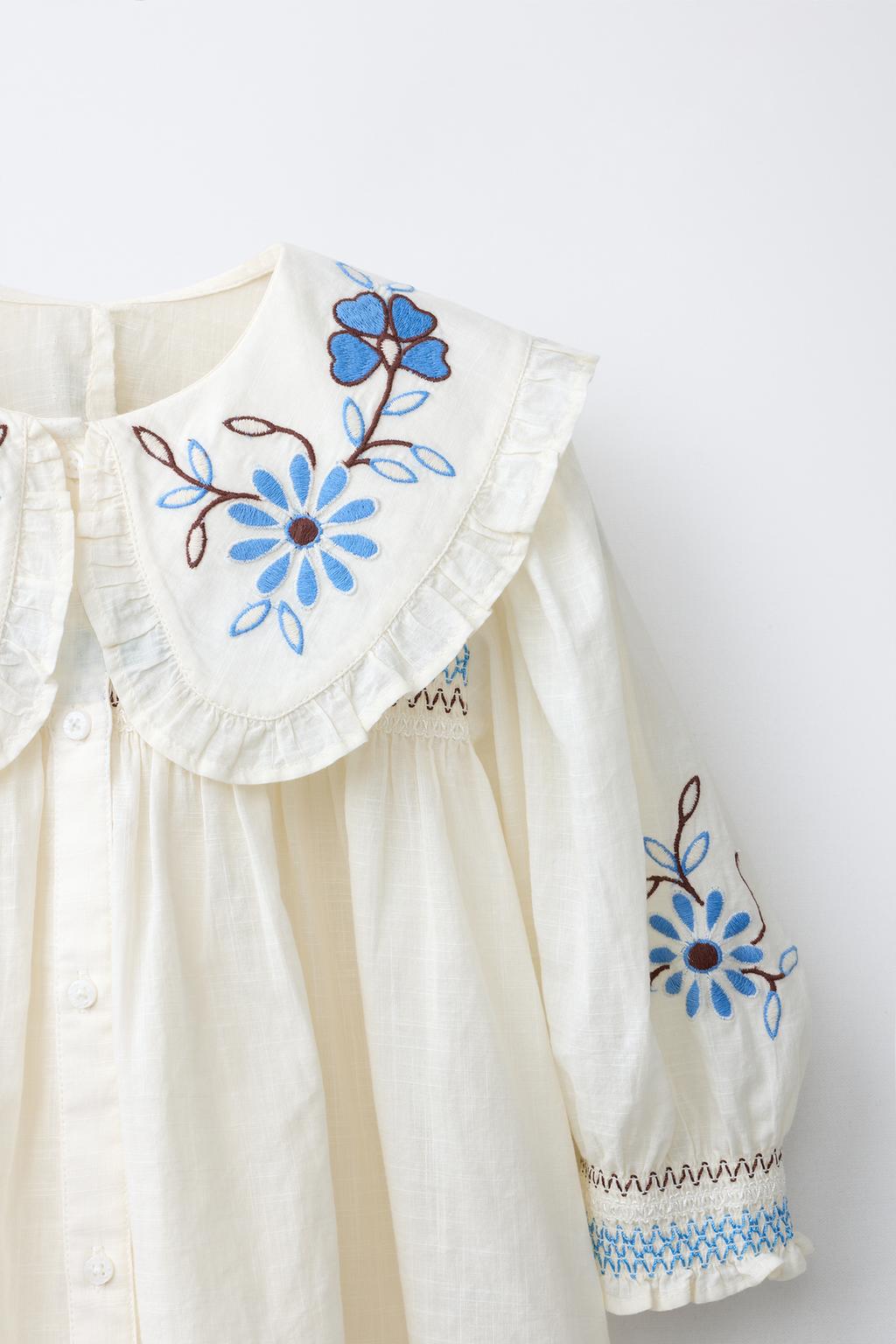 РУБАШКА С ОТЛОЖНЫМ ВОРОТНИКОМ И ВЫШИВКОЙ