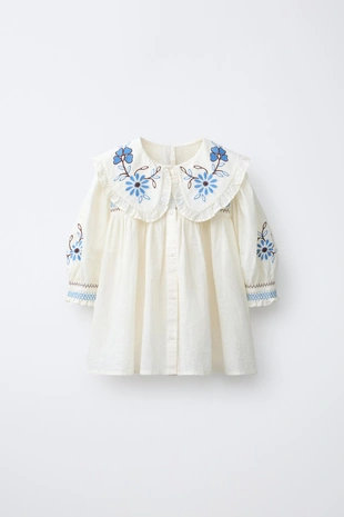 Рубашка с отложным воротником и вышивкой- Заказать в России