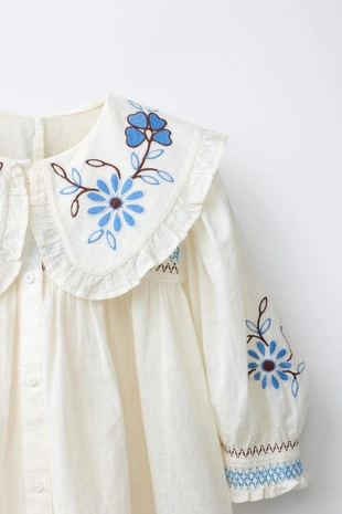 Рубашка с отложным воротником и вышивкой- Заказать в России