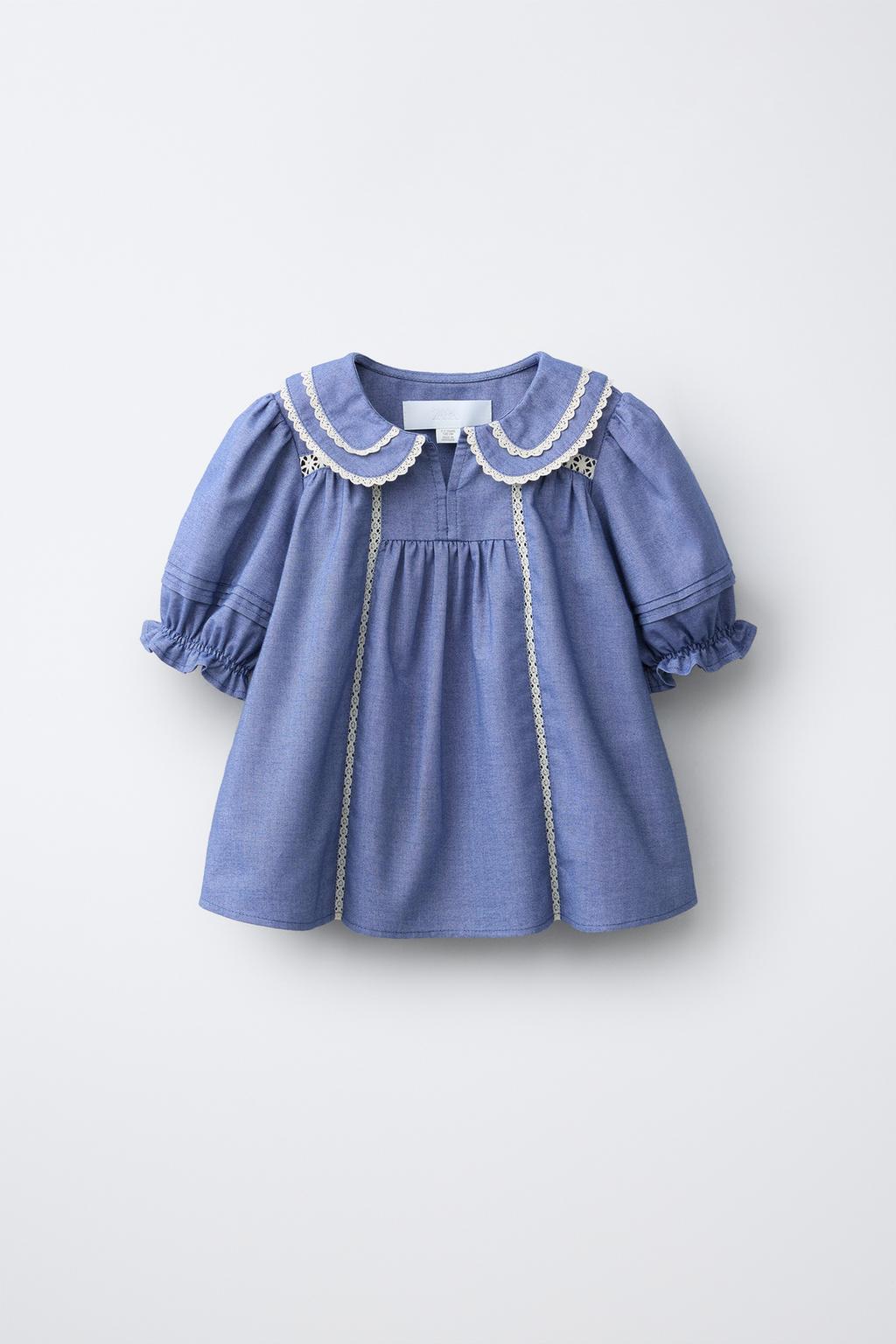 БЛУЗА С КОНТРАСТНЫМ КРУЖЕВОМ