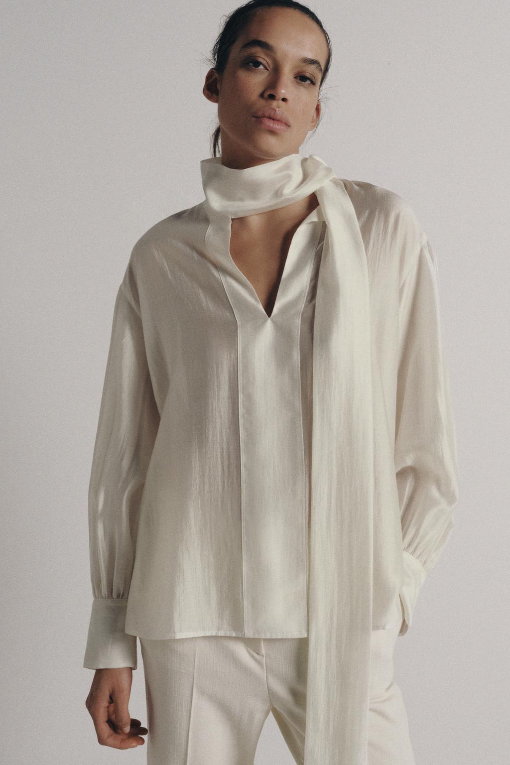 АТЛАСНАЯ РУБАШКА С ЗАВЯЗКАМИ — ZW COLLECTION