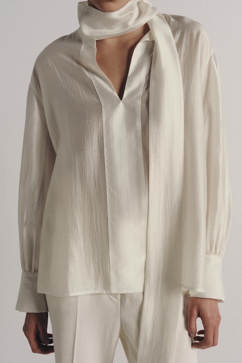 АТЛАСНАЯ РУБАШКА С ЗАВЯЗКАМИ — ZW COLLECTION