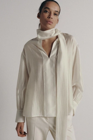 Атласная рубашка с завязками — Zw Collection- Заказать в России