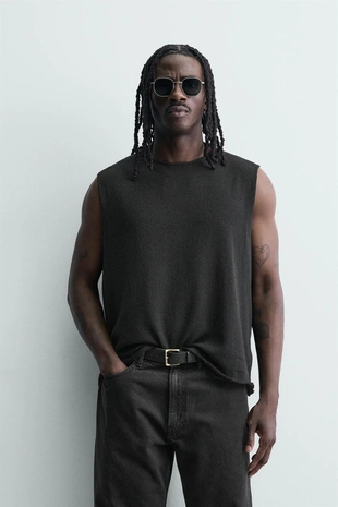 Трикотажный топ без рукавов- Заказать в России