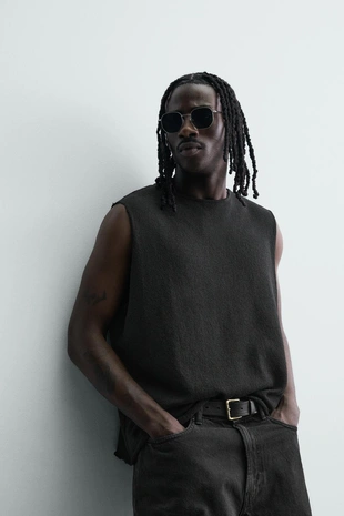 Трикотажный топ без рукавов- Заказать в России