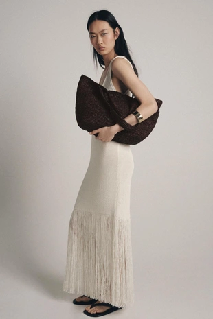 Трикотажное платье с бахромой- Заказать в России