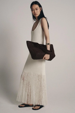 Трикотажное платье с бахромой- Заказать в России