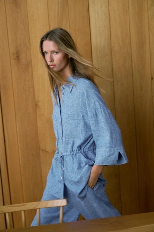 Рубашка сафари из льна- Заказать в России