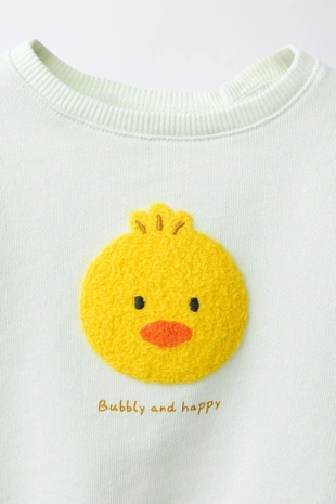 Толстовка с вышитым цыпленком из махровой ткани- Заказать в России