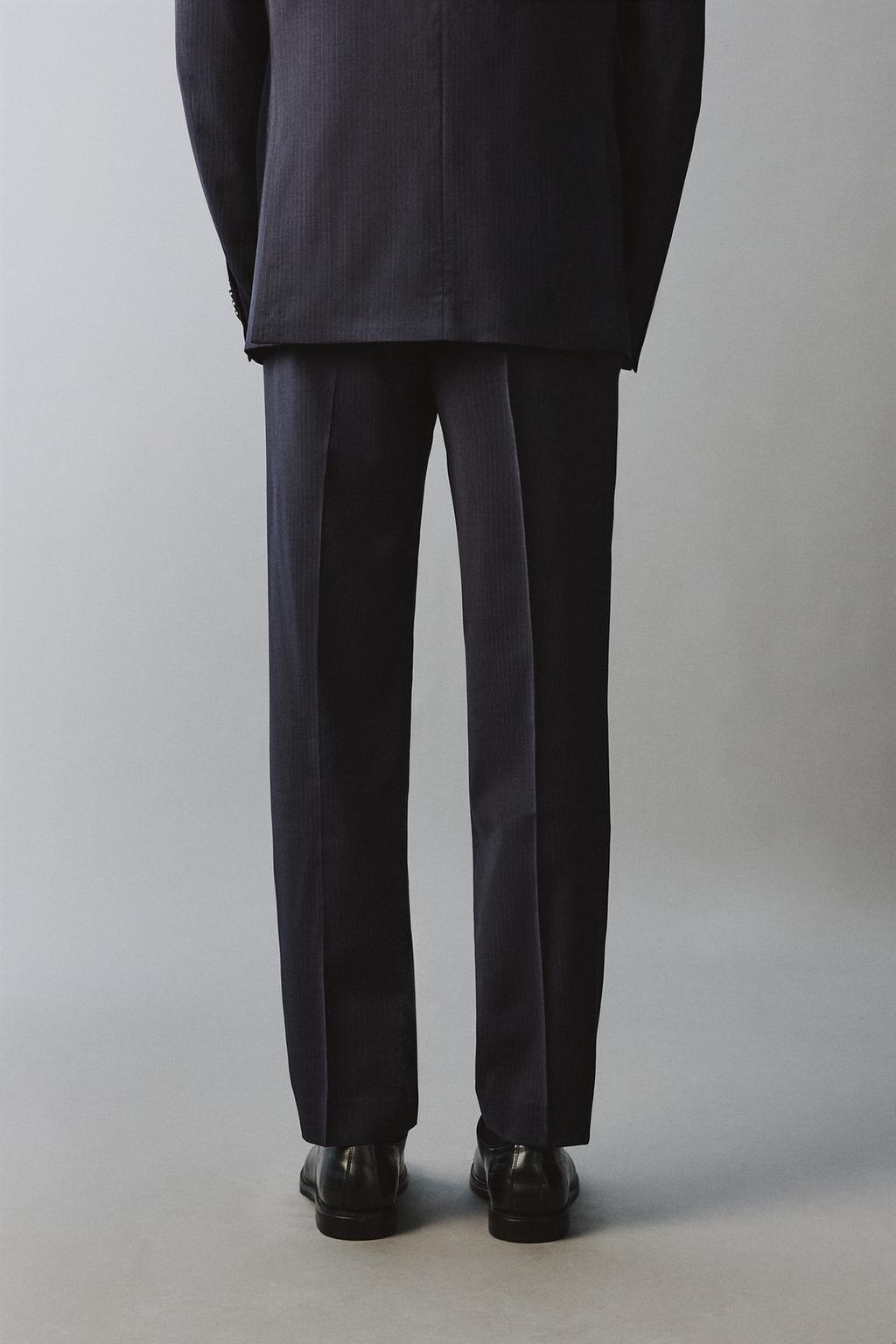 КОСТЮМНЫЕ БРЮКИ В ТОНКУЮ ПОЛОСКУ ИЗ 100% ШЕРСТИ